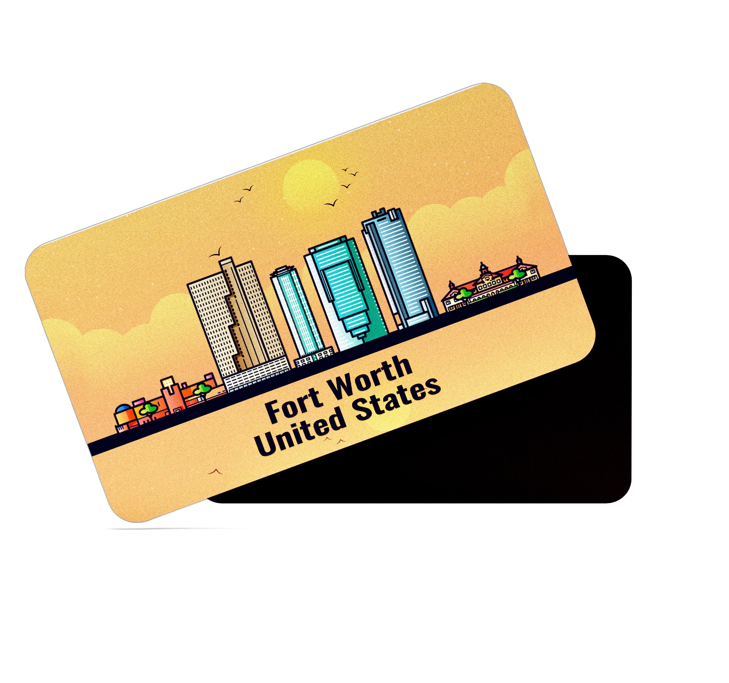 dhcrafts Rectangular Fridge Magnet Orange United States Fort Worth Design Pack of 1 (8.6cm x 5.4cm)